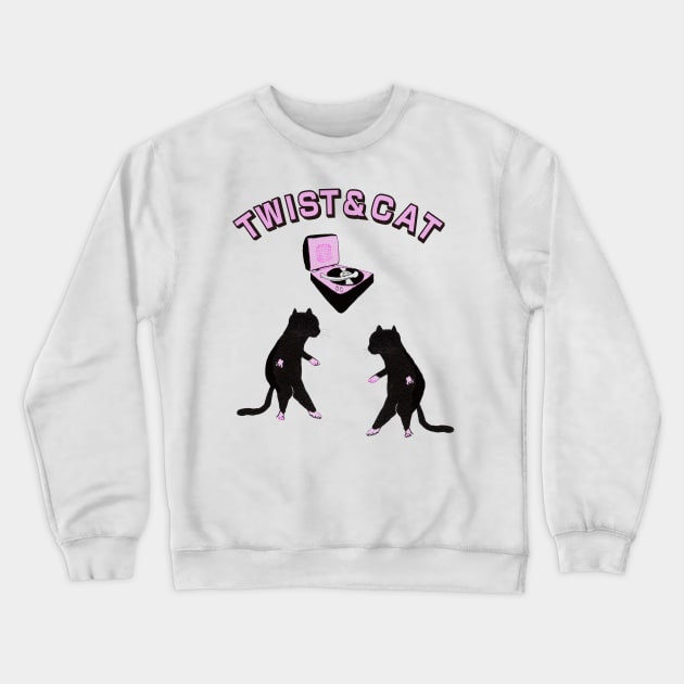 Twist and Cat Crewneck Sweatshirt by Botchy-Botchy